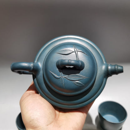 Chinese Yixing Zisha Clay Handmade Exquisite Teapot （竹段套壶 底款：顾景舟)