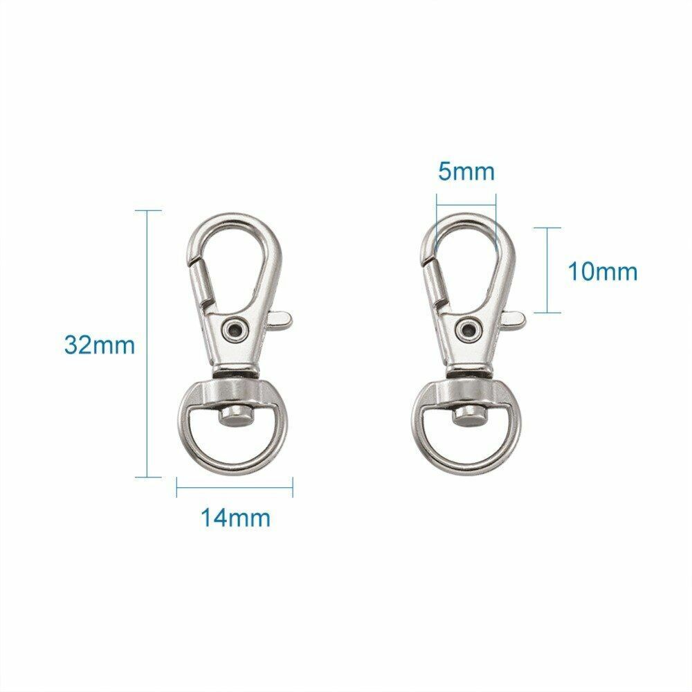 100Pcs/Lot Alloy Swivel Lanyard Snap Hooks Claw Clasps DIY Jewelry Making Supply