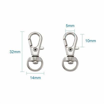 100Pcs/Lot Alloy Swivel Lanyard Snap Hooks Claw Clasps DIY Jewelry Making Supply