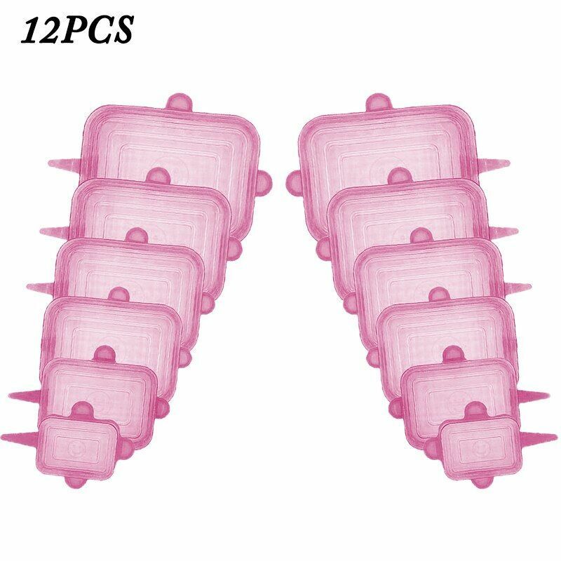 Silicone Stretch Food Cover 12pcs Reusable Elastic Adjustable Bowl Lid Universal