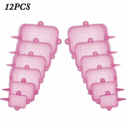 Silicone Stretch Food Cover 12pcs Reusable Elastic Adjustable Bowl Lid Universal