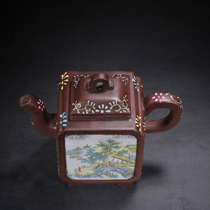 Chinese Yixing Zisha Clay Handmade Exquisite Teapot （四方 底款：陈鸣远）