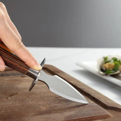 Oyster Shucking Knife Seafood Shellfish Clam Opener Kitchen Stainless Steel Wood