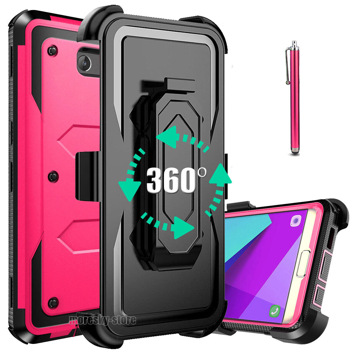 For Samsung J7 2017 J7 Sky Pro Prime Case, w/ Belt Clip Stand Rugged Phone Cover