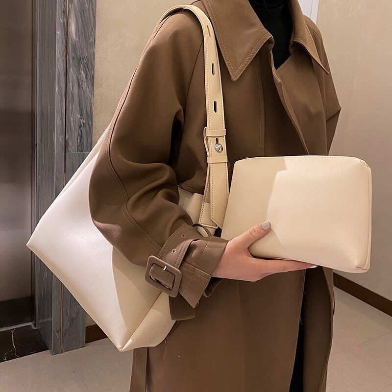 Women Handbag 2 Piece/set Shoulder Bags PU Leather Bags Ladies Wild Bags