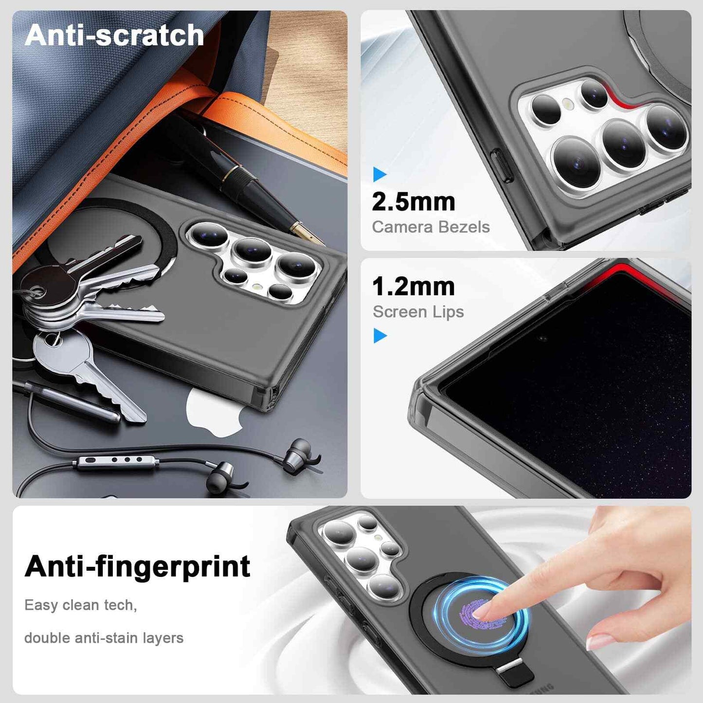 For Samsung Galaxy S25 Ultra/S25+/S25 Case with Magnetic Invisible Ring Stand