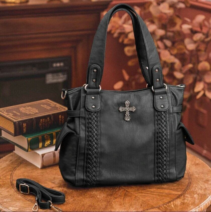 Celela Fashion Women Concealed Carry Braided Tote Shoulder Handbag Purse bags