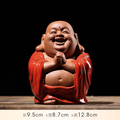 Big Belly Laughing Buddha Purple Sands Tea Pet 12.8cm Buddha decor tea ceremony