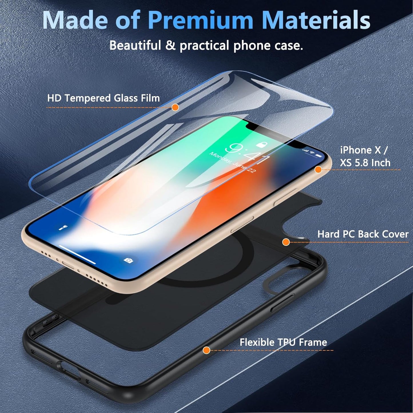 For Iphone X XS Case, Iphone X Case with Screen Protector, Iphone Xs Phone Case