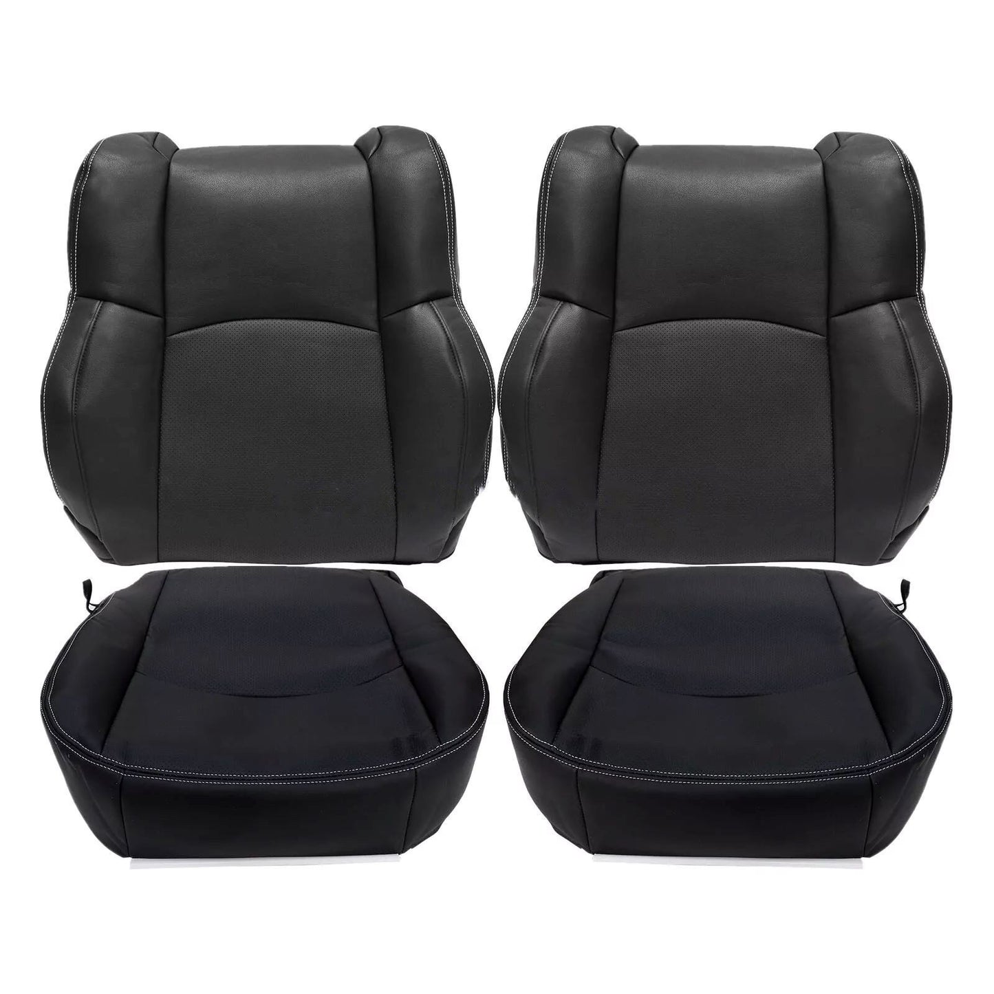 4PCS For Dodge Ram 2013-18 Driver Passenger Bottom Top Perf Leather Seat Cover