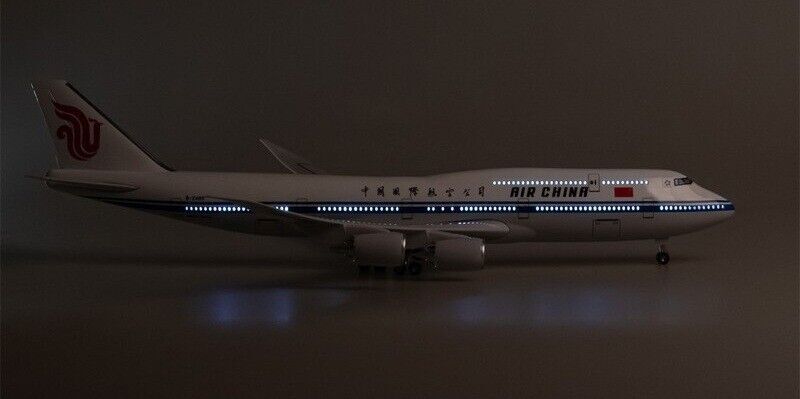 47CM 1:160 AIR CHINA BOEING 747-8 Plane Led Sound-controlled Light Resin Model