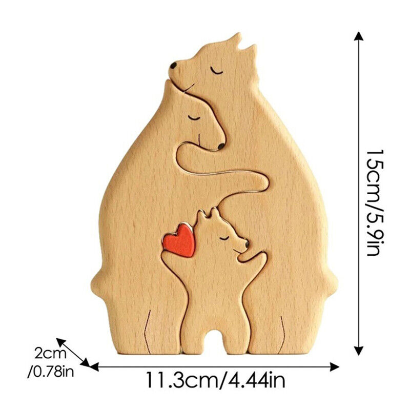 Wooden Bear Ornaments Family Statue Family Art Puzzle Desktop Decor XMAS Gifts