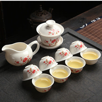 Chinese KungFu Tea Set Drinkware Ceramic Tea Pot Cup Tureen Gift Packing Pottery