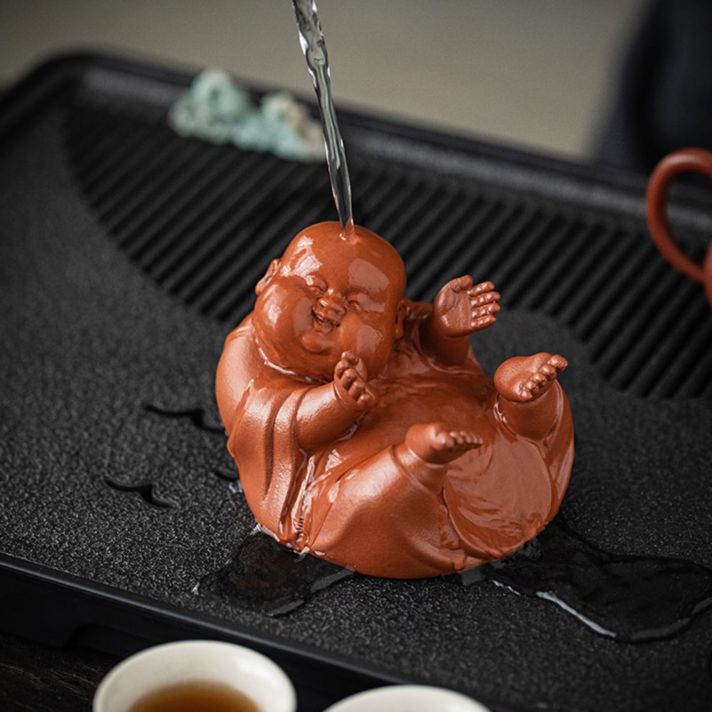 Big Belly Buddha Purple Sands Tea Pet with Tea Strainer 11.4cm Tea Set Accessory