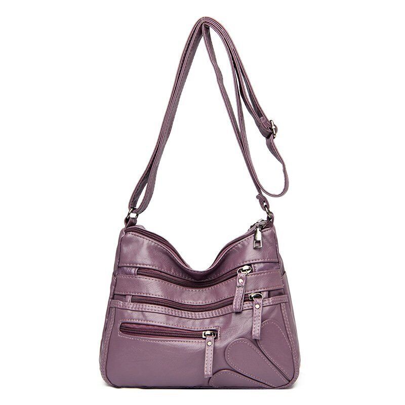 Women's Soft Leather Shoulder Bags Multi-Layer Crossbody Bag Handbag