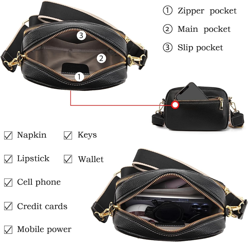 Crossbody Cell Phone Purse - Small Multifunctional Phone Bag Leather Cell Phone