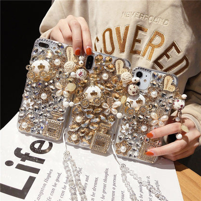 Bling Diamond Pumpkin Carriage Phone Case for iPhone 16 /15//14/13/12/11/X/Xs/XR