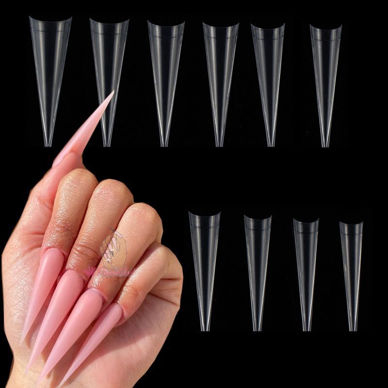 False Nails Tips Plastic Stiletto Straight Half Covers Acrylic Extensions 500Pcs