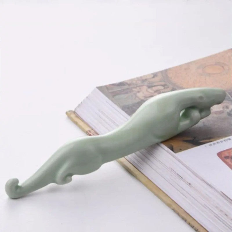 17cm Exquisitely Chinese Ceramic Fuhu Calligraphy Brush Holder Tea Pet Ornament