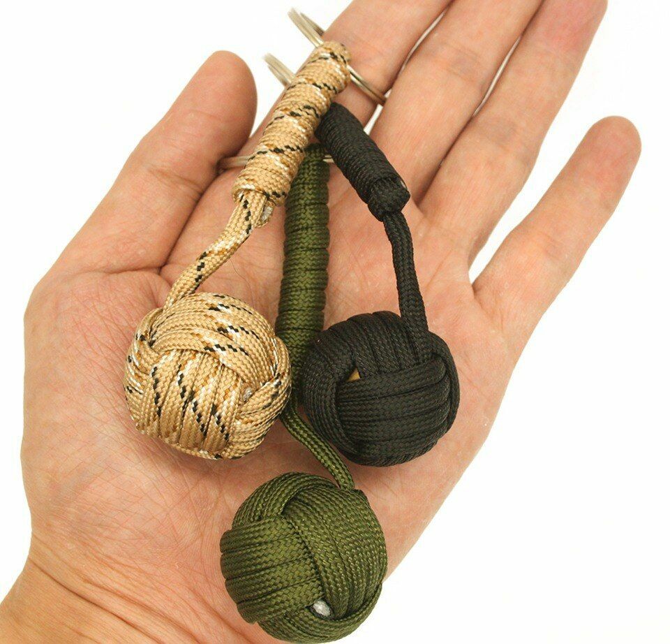 Key Chain Ball Protection Black Emergency Paracord Self Defense Lanyard Survival