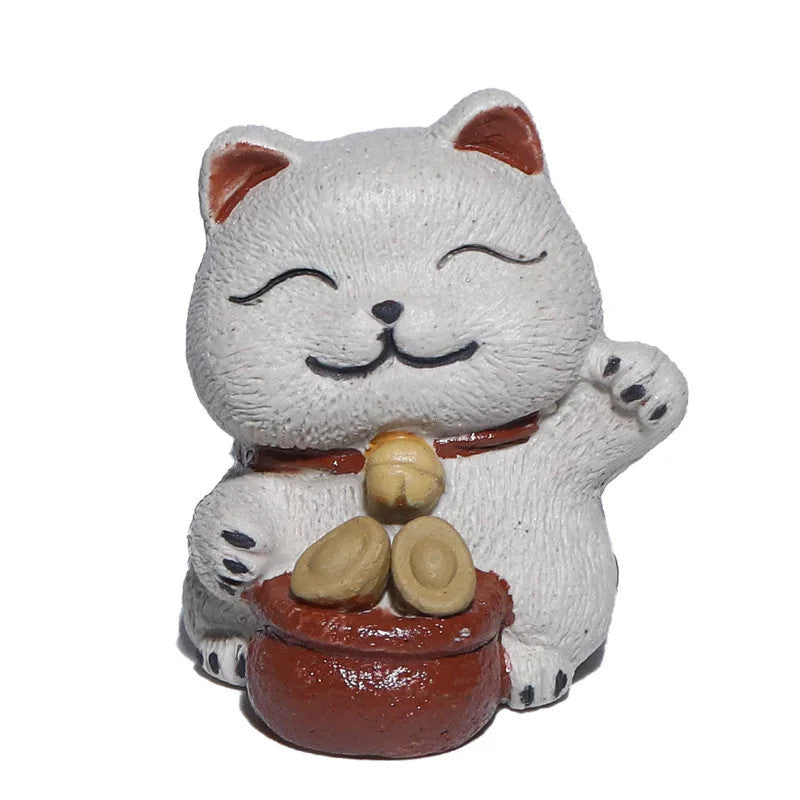 1Pc Chinese Yixing Purple Clay Fortune Cat Tea Pet Toys Tea Statue Ornaments