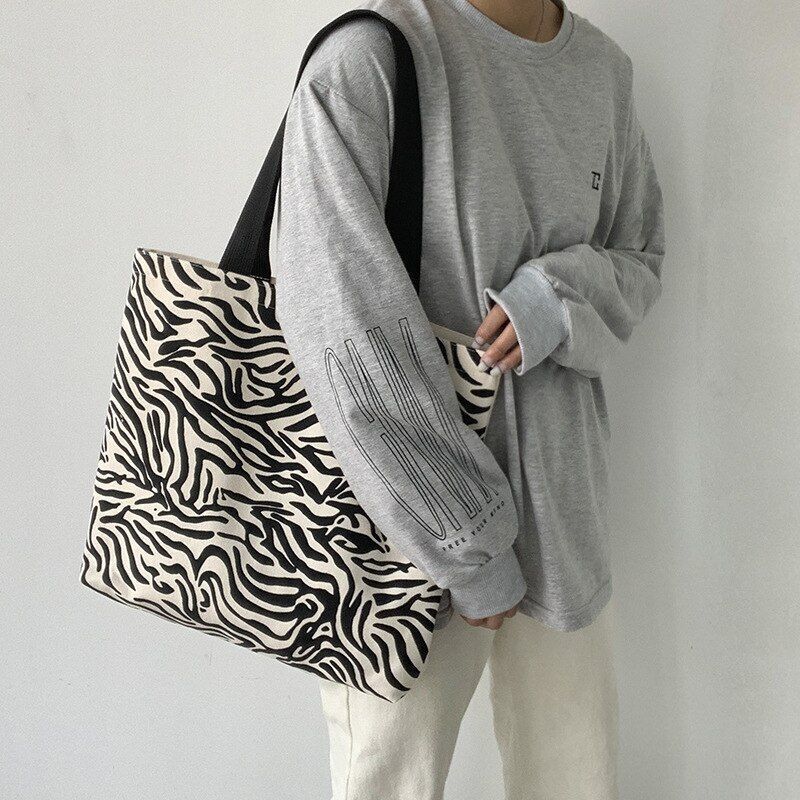 Canvas Shopping Bag Cloth Shoulder Bags Student Casual Handbag Reusable Purse