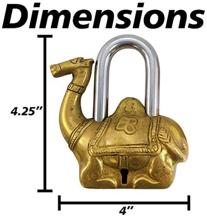 Solid & Sturdy Brass Camel Padlock(4"Lx4.25"Tx1.2"W) w\ 2 Keys (3.1" Hx1.4"W)
