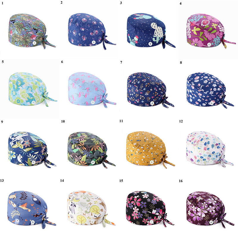 Nurse Baotou Cap Floral Surgical Cap Doctor Hat Printing Sweat-absorbent Towel