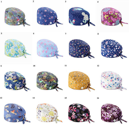 Nurse Baotou Cap Floral Surgical Cap Doctor Hat Printing Sweat-absorbent Towel