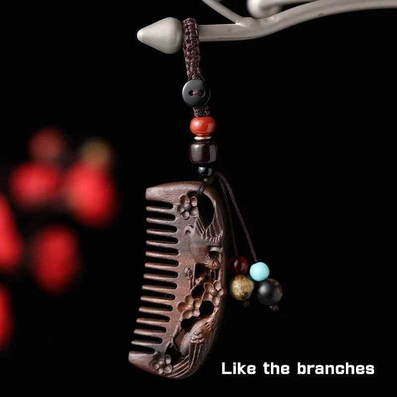 Creative Mini Ebony Mini Comb Pendant Convenient Sandalwood Small Comb Key Chain