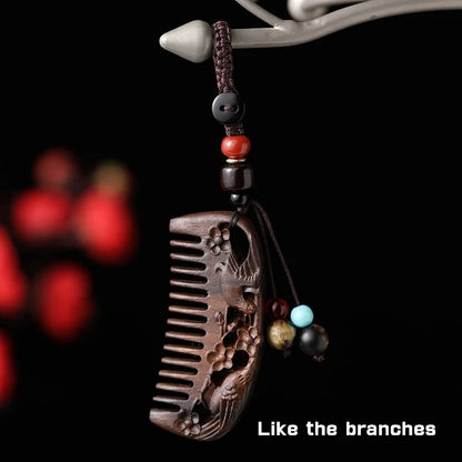 Creative Mini Ebony Mini Comb Pendant Convenient Sandalwood Small Comb Key Chain