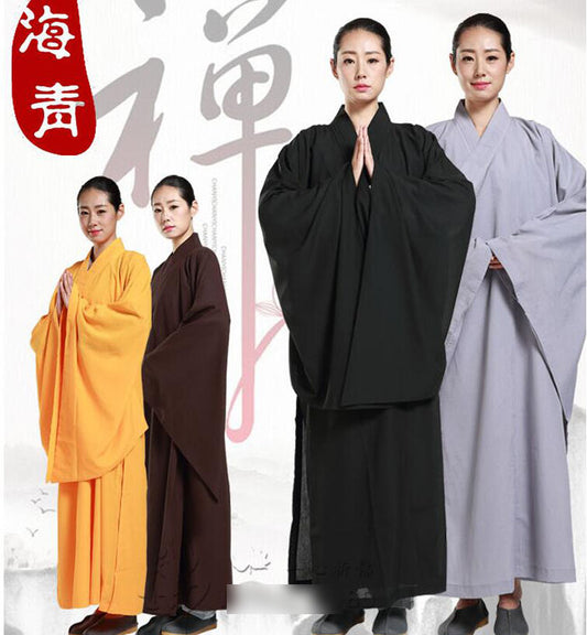 New Buddhist Monk Shaolin Kung Fu Suit Meditation Haiqing Robe Long Gown Dress