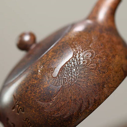 Half Moon Shape Tea Pot Hand Carved Chinese Real Yixing Zisha Clay Master Pot