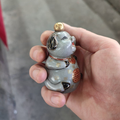 Chinese Porcelain Snuff Bottle Important Ceramics Work Pig Art Statue Painting