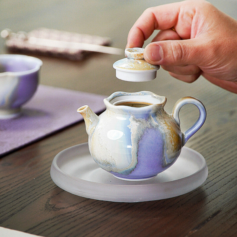 Jingdezhen Handmade Ceramic Kiln Purple Pot Flower Single Cup Light Elegant Pot