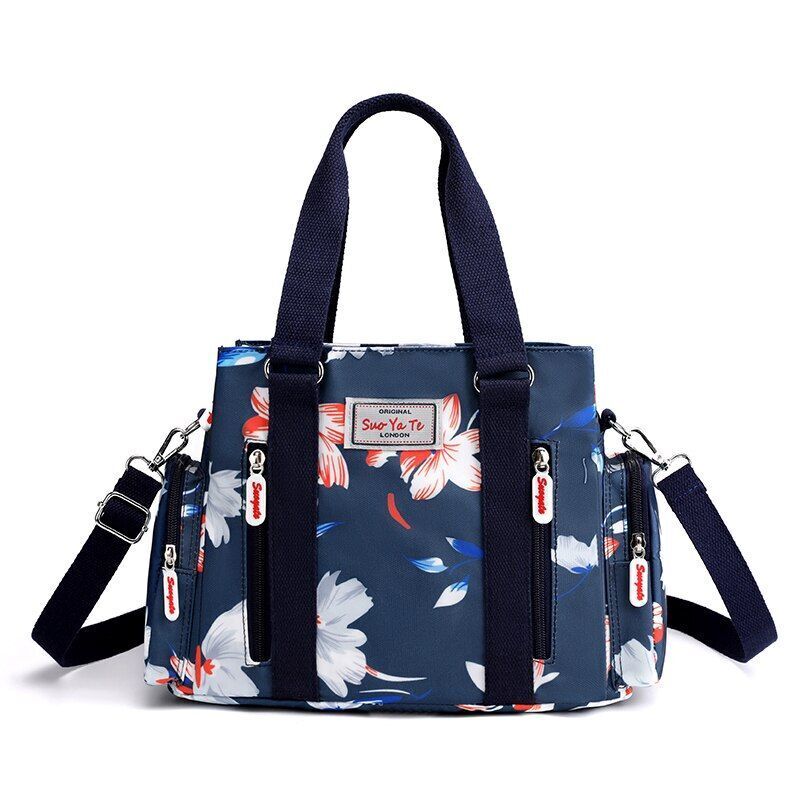 Nylon Flower Pattern Crossbody Bag Shoulder Purse Large Handbag Tote 25*11*20 CM