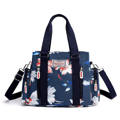 Nylon Flower Pattern Crossbody Bag Shoulder Purse Large Handbag Tote 25*11*20 CM