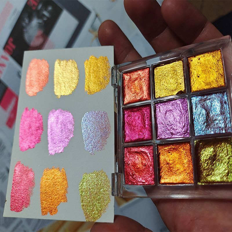 Nail Art Tool 9 Color Paint Solid Watercolor Handmade Acuarelas Palette Painting