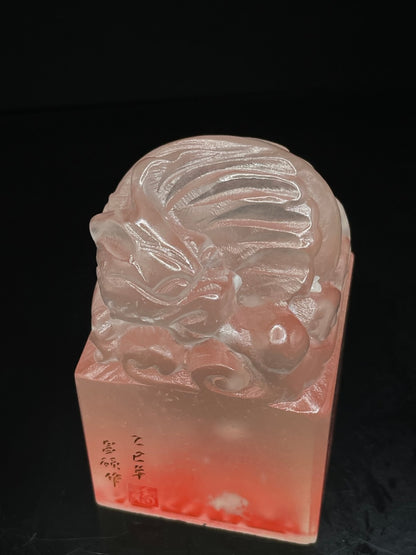Chinese Natural Shoushan Stone Hand-carved Exquisite Dragon Seal 31313