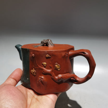 Chinese Yixing Zisha Clay Handmade Exquisite Teapot （三色树桩壶 底款：周桂珍 )