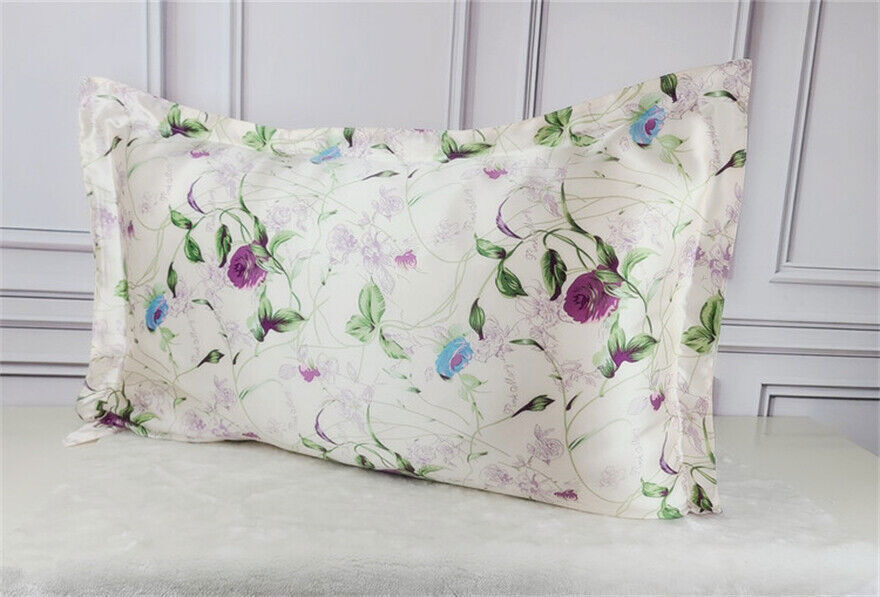 Mulberry Silk Pillowcase 25 Momme Floral Genuine Silk Sleep Pillow Cover Counter