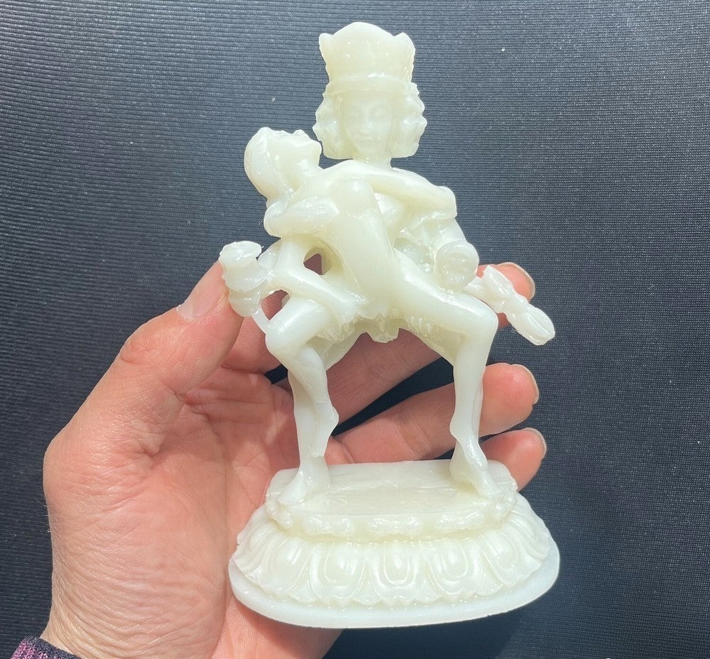 5.8" Resin Tibet Tantra Buddhism Temple Hevajra Yab-Yum Happy Buddha Statue
