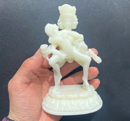 5.8" Resin Tibet Tantra Buddhism Temple Hevajra Yab-Yum Happy Buddha Statue
