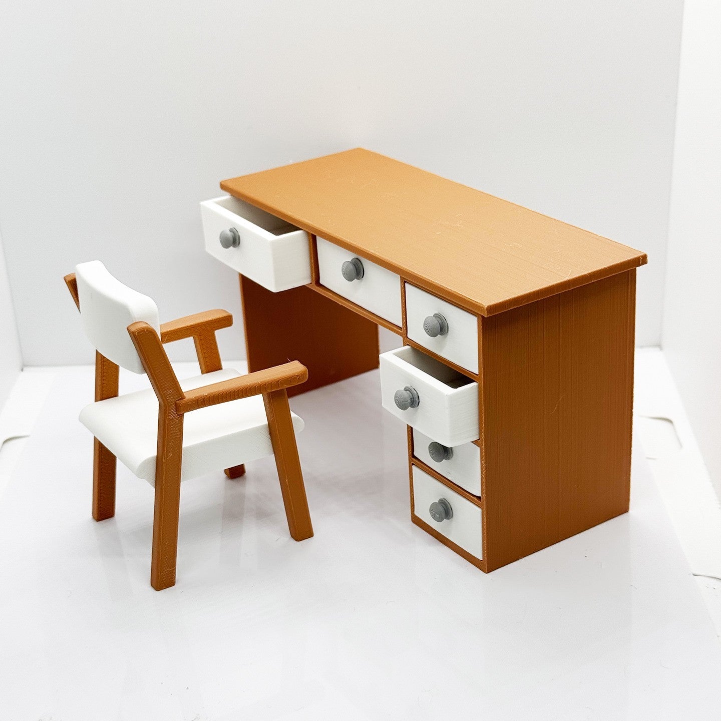 RHF12201 1/12 Dollhouse Model Desk And Chair Set Office Furniture