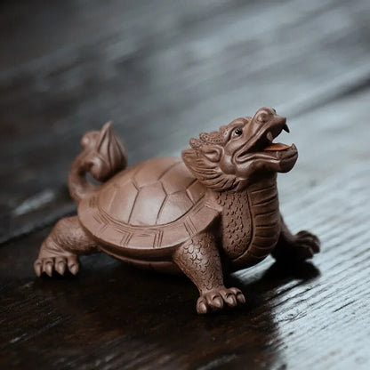 Yixing Purple ClayTea Pet Dragon Turtle Animal Tea Figurine Sculpture Crafts