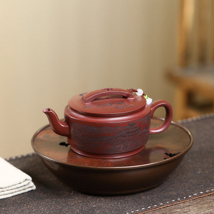 Handmade Tea Pot Carved Chinese Original Ore Real Yixing Zisha Purple Clay Pot