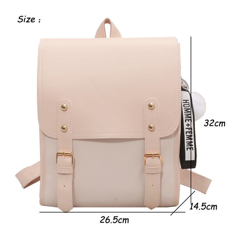 Women Backpack Travel Large Leather Handbag School Bag Bookbag 20-35 L 1PC Beige