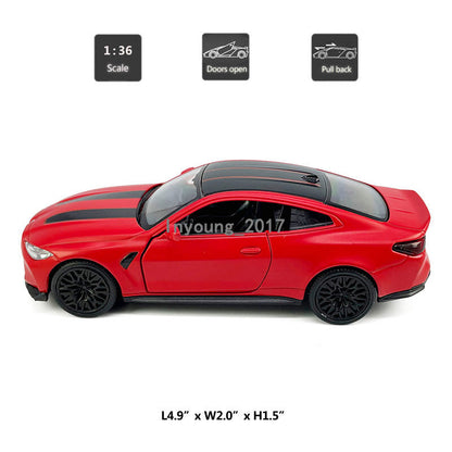 1/36 2023 BMW M4 CSL Model Car Diecast Toy Vehicle Toys for Boys Kids Gifts Red