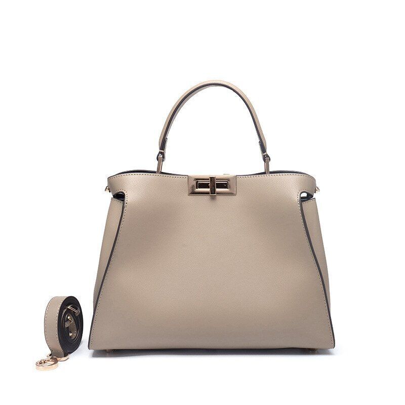 Genuine Leather Tote Handbag Women Bags Square Purse S/M/L Sizes Cow Leather 1PC