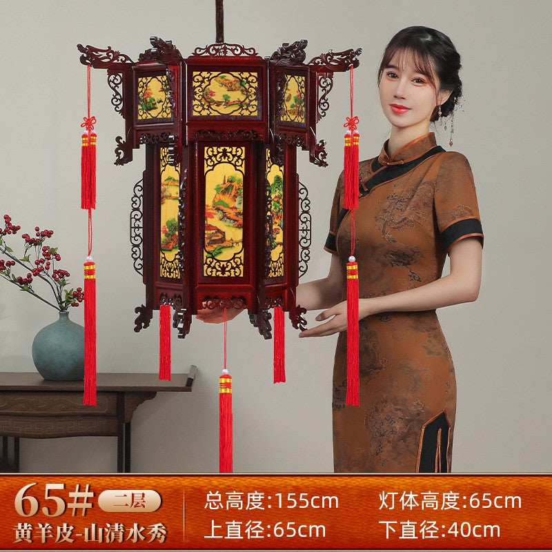 Palace Lantern Carved Wooden Chinese Lantern Balcony Red Outdoor Decoracion